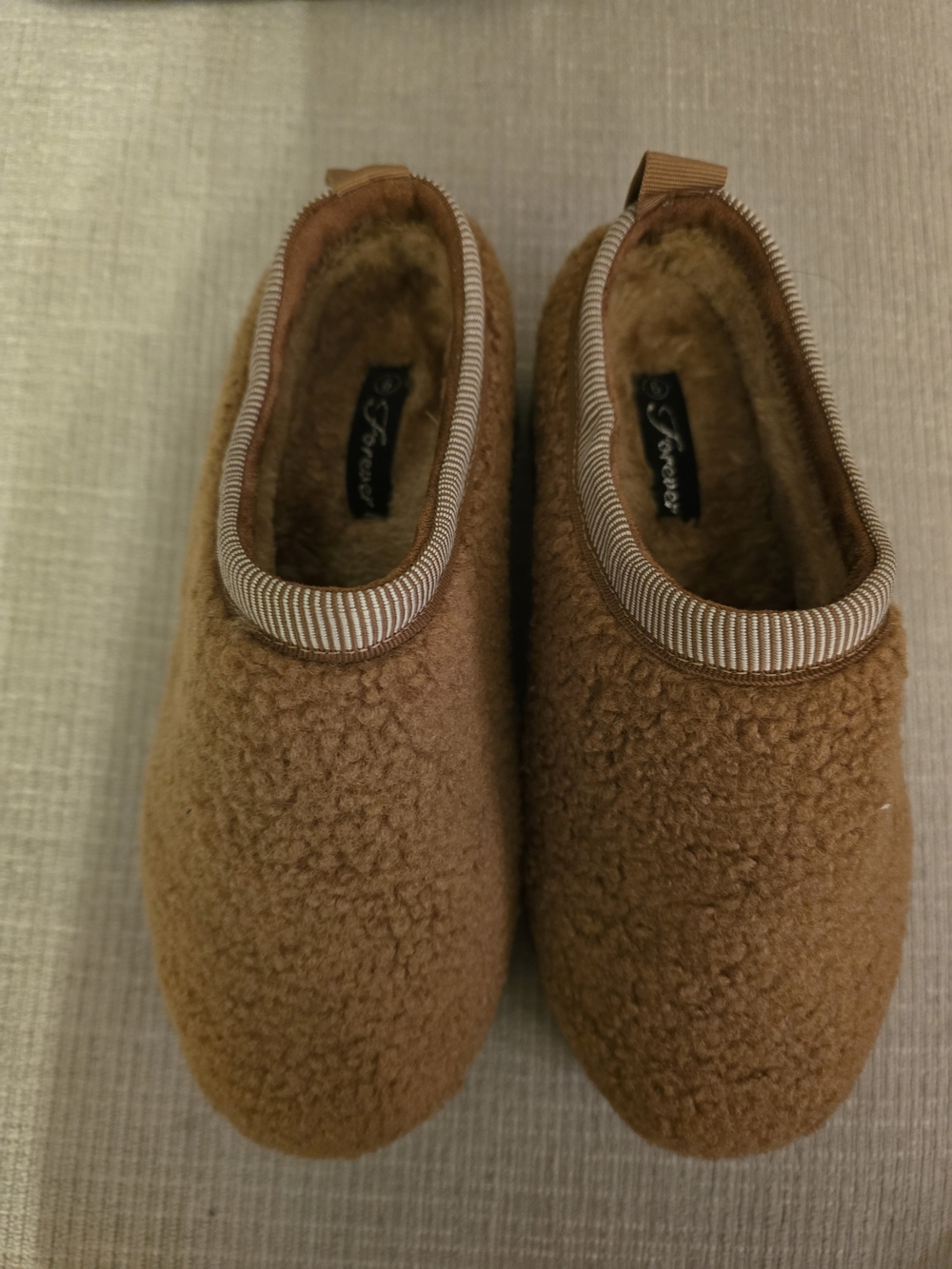 Cozy Sherpa Slip-On Slippers for Women — Brown